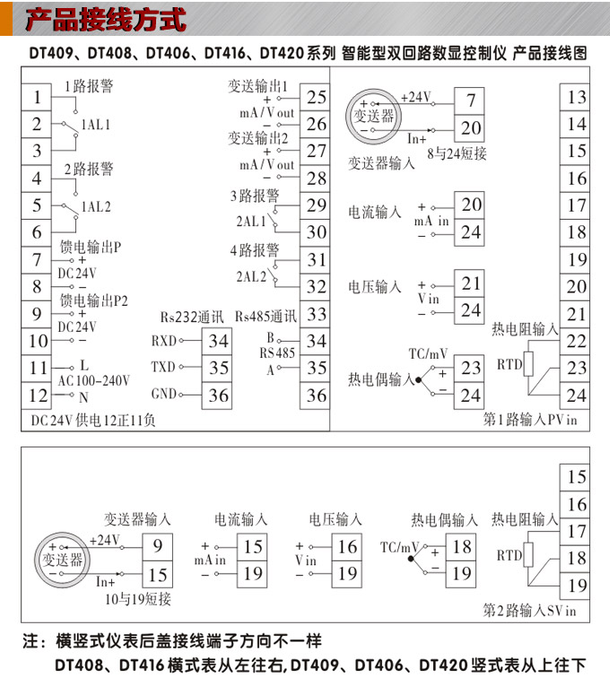 數(shù)顯控制儀，DT406智能雙回路數(shù)顯表，雙回路數(shù)顯控制儀接線方式