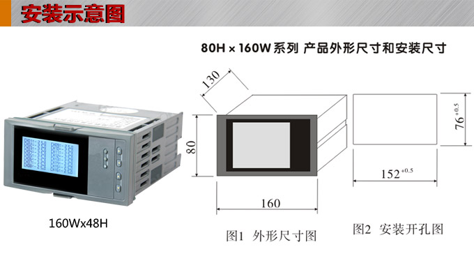 智能溫度巡檢儀，DFX16液晶溫度巡檢儀，多回路巡檢控制儀安裝示意圖