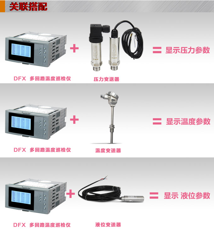 智能溫度巡檢儀，DFX16液晶溫度巡檢儀，多回路巡檢控制儀關聯(lián)搭配